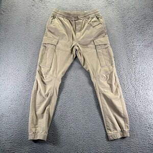 H&M Pant Men's S Brown Cotton Cargo Tapered Slim Jogger Workwear Utility Travel